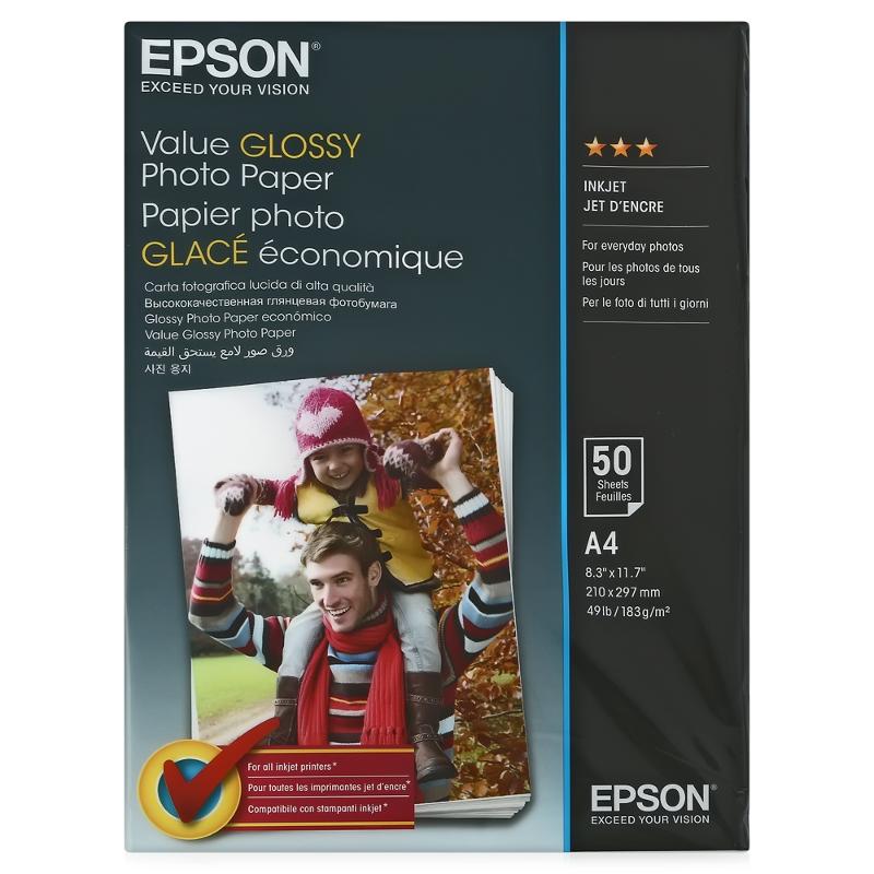 Фотобумага для струйной печати Epson Value Glossy Photo Paper A4, 183г/м2, 50 листов, глянцевая