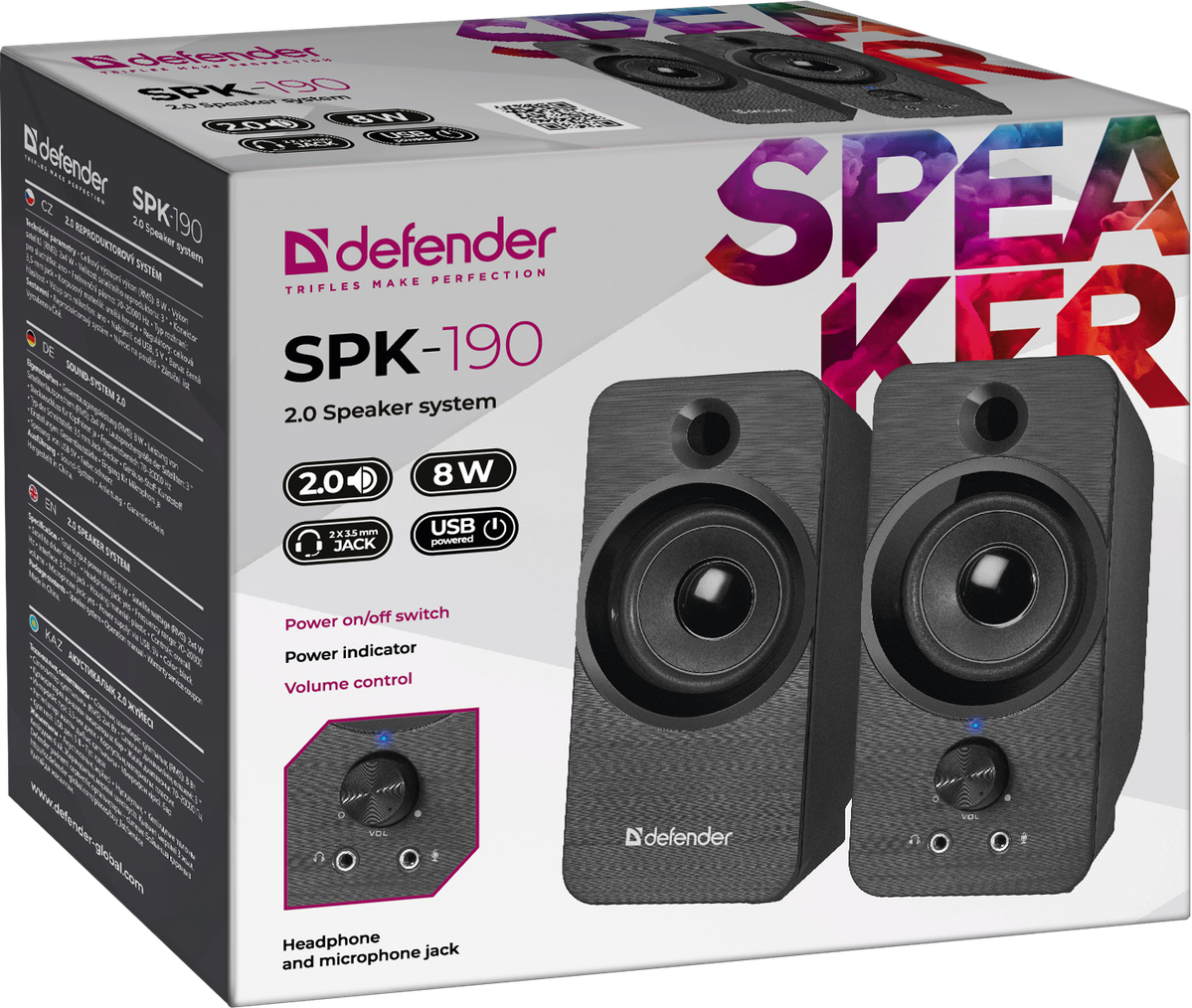 Компьютерные колонки Defender SPK-190, черные