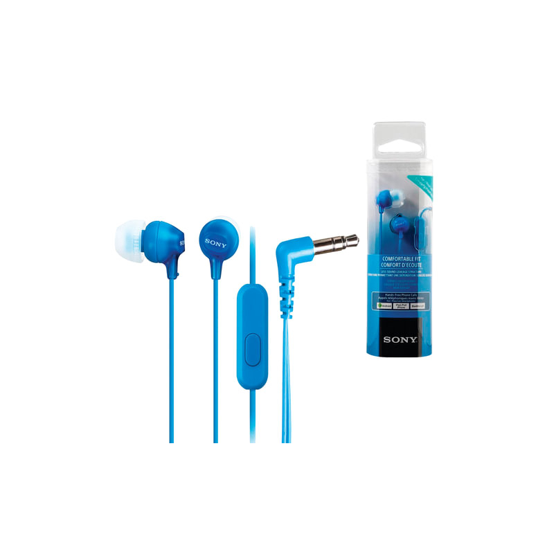 Наушники вставные с микрофоном Sony MDR-EX15AP, Blue