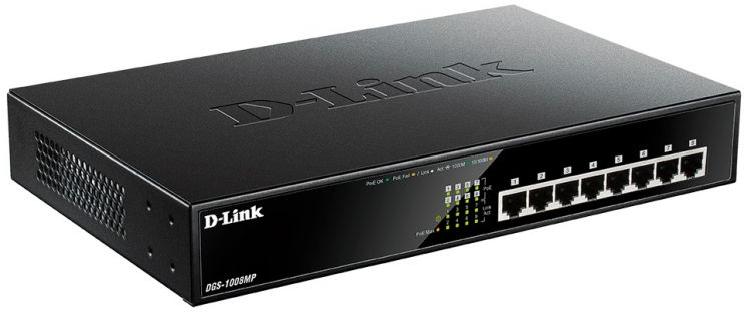 Коммутатор D-link DGS-1008MP/B1A черный