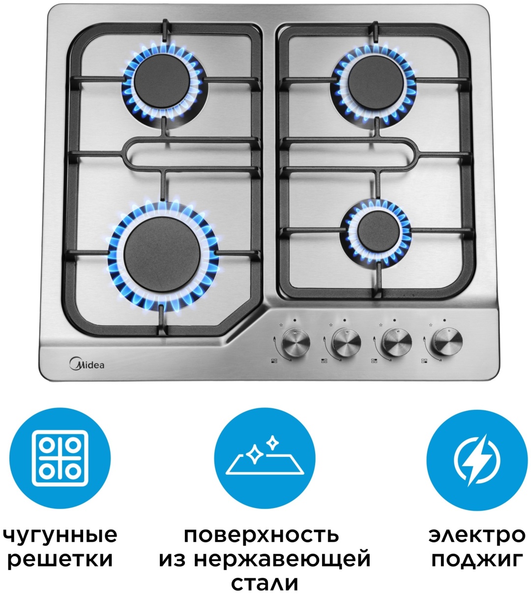 Варочная поверхность Midea MG6040BSS стальной