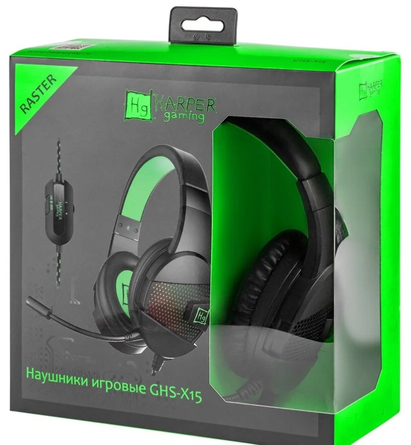 Наушники Harer Gaming Raster GHS-X15 черно-зеленые