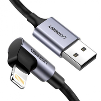 Кабель Ugreen US299 Angled Lightning To USB 2.0 A M, 1м, 60521, серо-черный