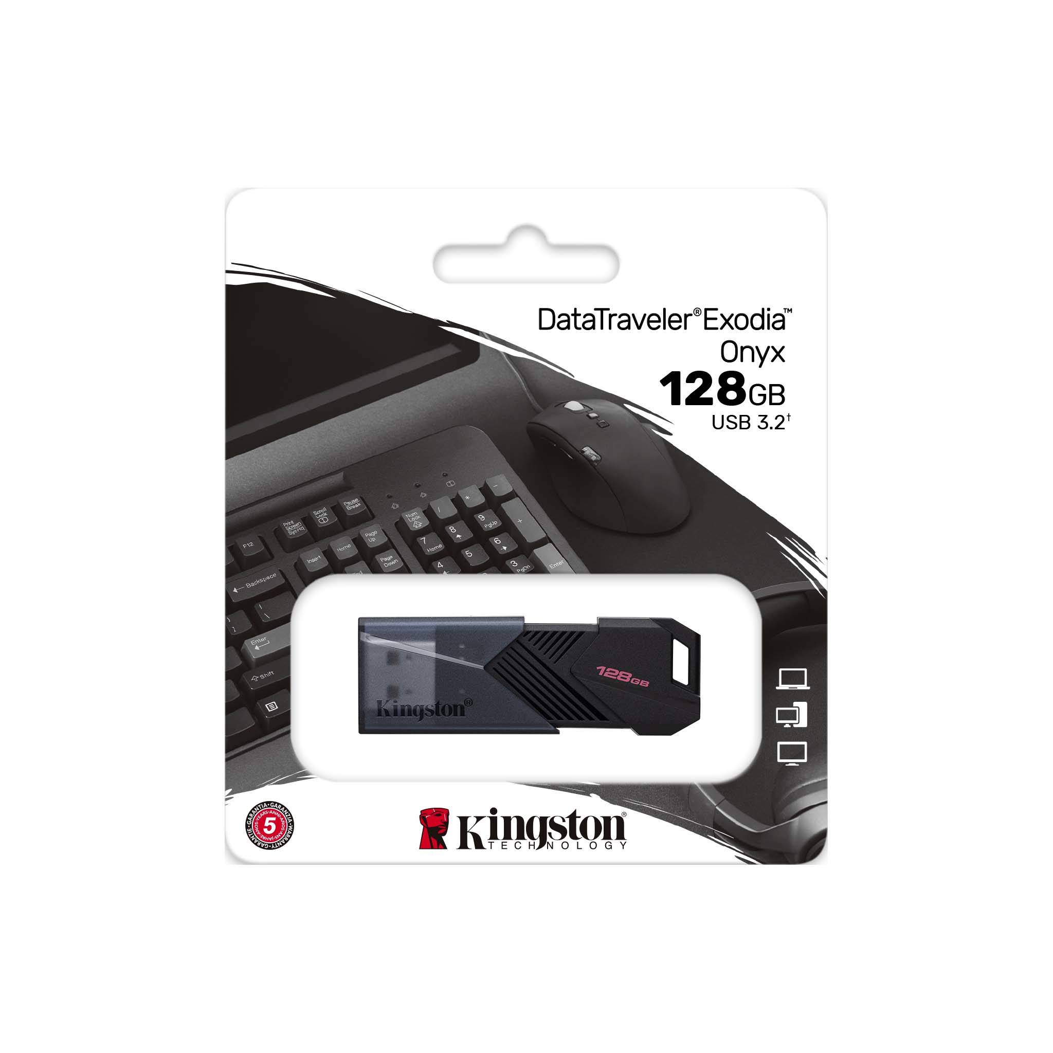 USB Flash карта Kingston 128 GB, Data Traveler Exodia Onyx USB 3.2, Type-A, Mate Black, DTXON/128GB