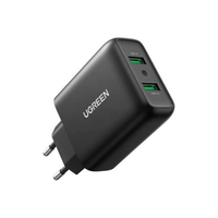 Зарядное устройство Ugreen CD161 10216 Dual USB-A QC 3.0 36W Charger, черное