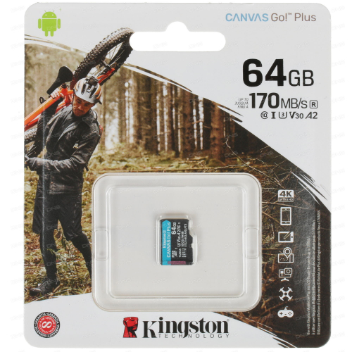 Карта памяти Kingston SDCG3/64GBSP micro SDXC Canvas Go Plus ,без адаптера, 64GB