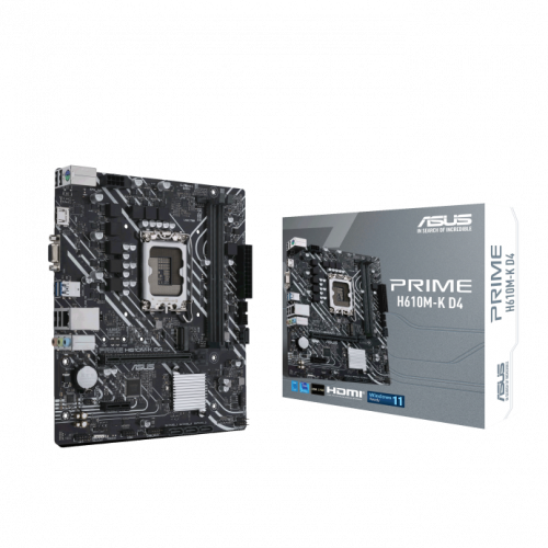Материнская плата Asus PRIME H610M-K D4, H610, 1700, 2xDIMM DDR4, PCI-E x16, PCI-E x1, M.2, 4xSATA, HDMI, DP, BOX