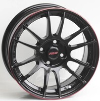 Диск Kipardo R123 4x100 R17х7.5 СВ73,1 ЕТ35 Black Machine lip red