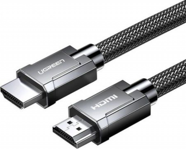 Кабель Ugreen HD135 8K HDMI M/M Round Cable with Braided, 2м, серый, 70321