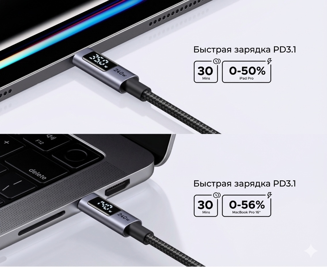 Кабель Ugreen USB TypeC (M), 2 м, L530 (65867) серый