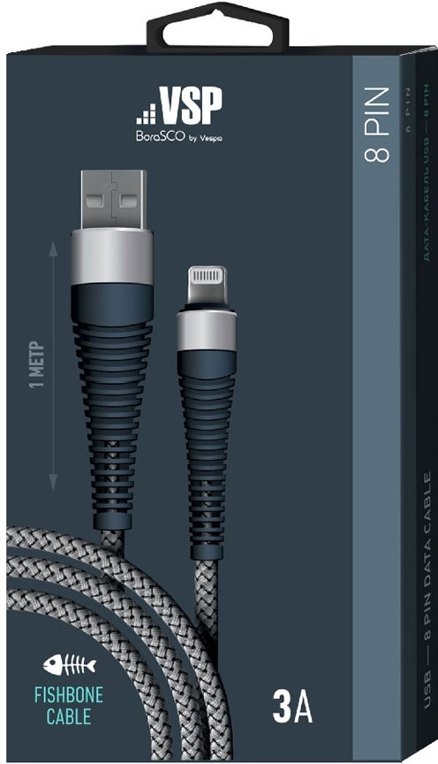 Кабель BoraSCO Fishbone 38508 USB - Lightning 1 м