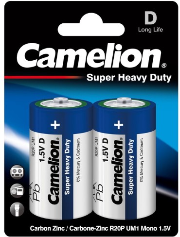 Батарейка Camelion Super Heavy Duty D R20P-BP2B 2 шт
