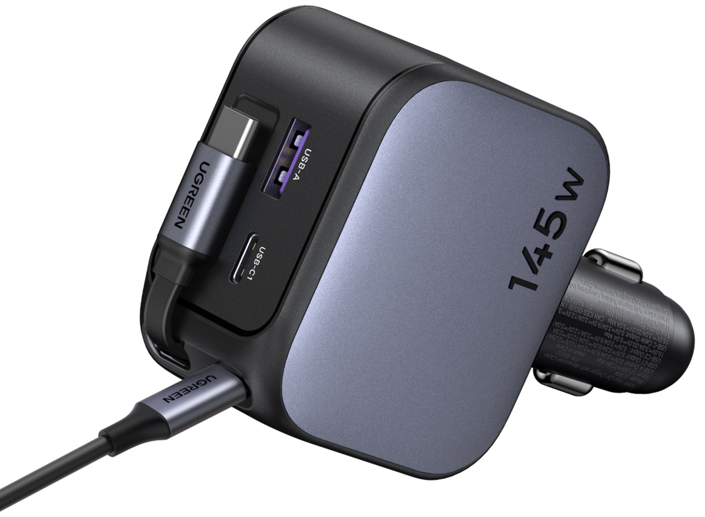 Зарядное устройство Ugreen EC604 (55910B) USB Type-C, USB 145 Вт серый