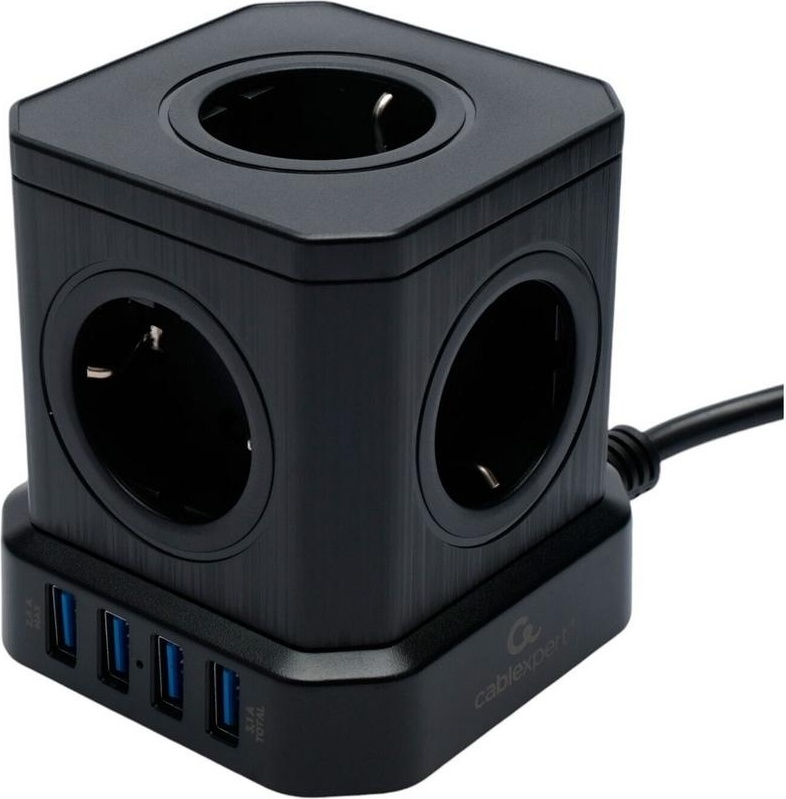 Сетевой фильтр Cablexpert TWR-5-U4-B-3, 3 м