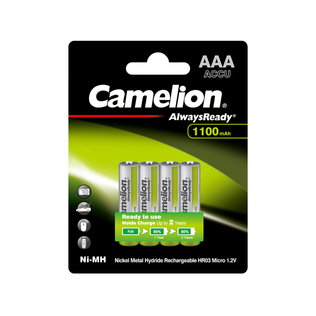 Аккумулятор Camelion AlwaysReady Ni-MH Rechargeable NH-AAA1100ARBP4, 4 шт
