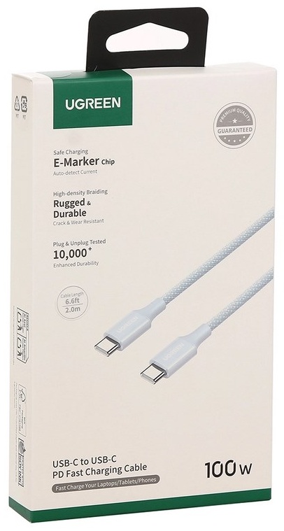 Кабель Ugreen USB TypeC (M), 2 м, L502/65254, голубой