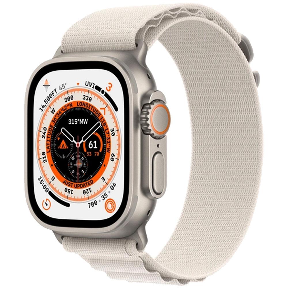 Смарт часы Apple Watch Ultra GPS + Cellular, 49mm Titanium Case with Starlight Alpine Loop - Medium (MQFR3GK/A)