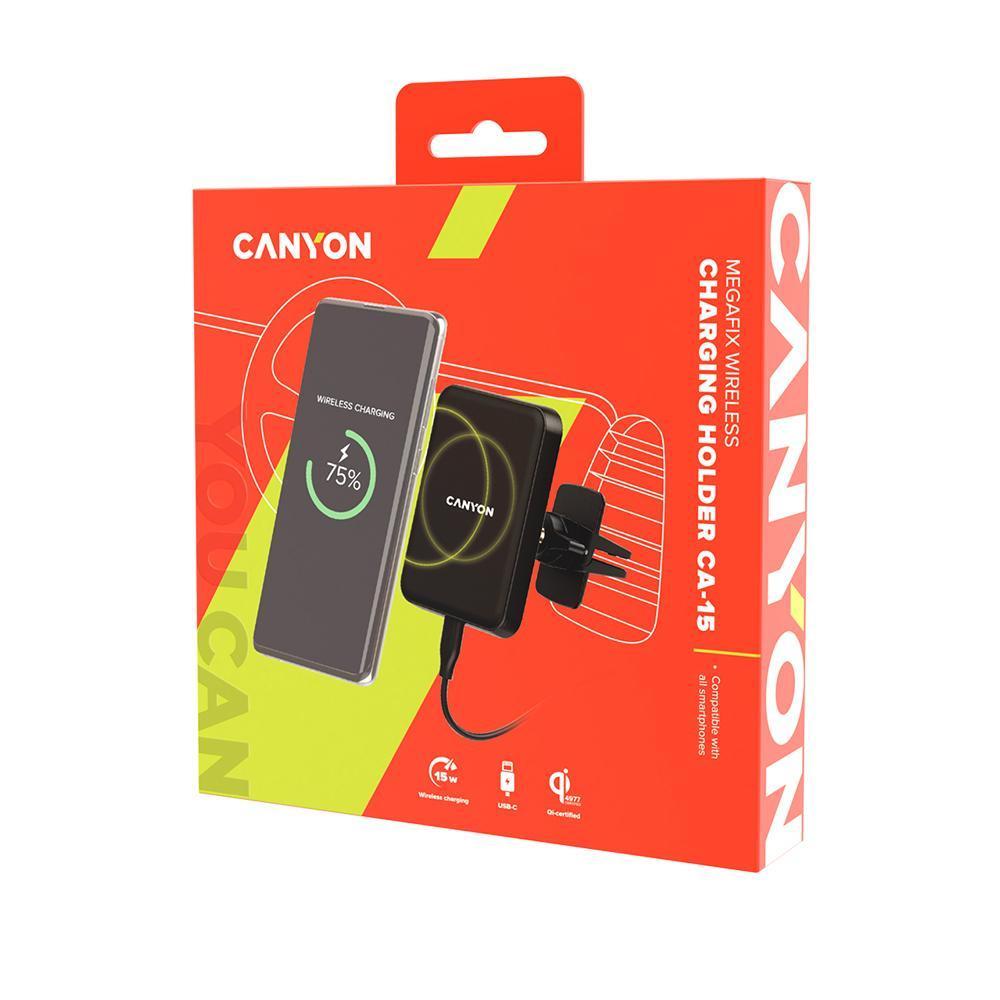 Автомобильный держатель Canyon Car holder and wireless charger MegaFix 15W CNE-CCA15B