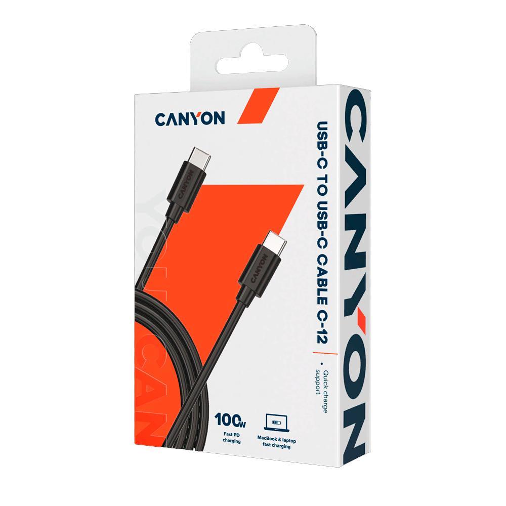 Кабель для телефона Canyon Type C to Type C 2M Black