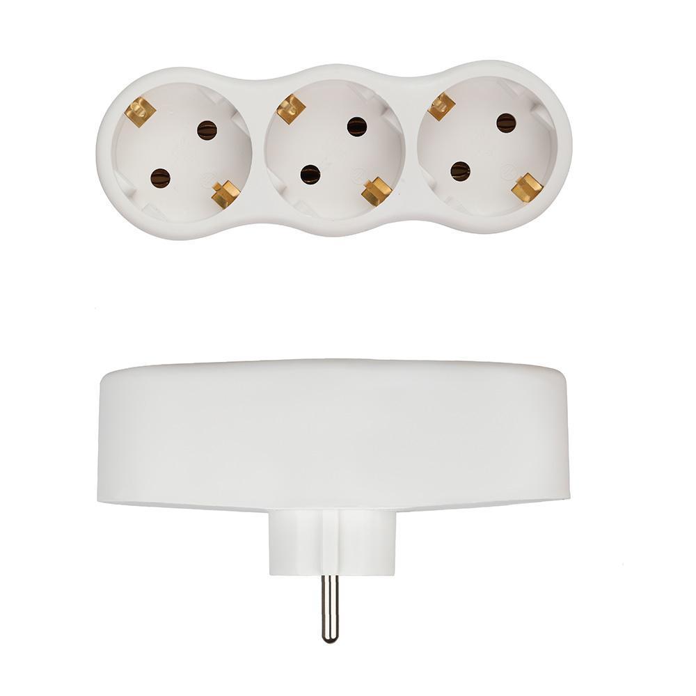 Разветвитель электрический ЭРА SPx-3e-W 3 розетки, белый