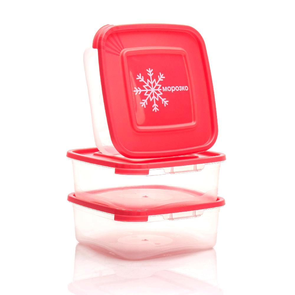 Набор контейнеров Полимербыт "Морозко" 4364036 для замораживания продуктов, квадрат, 0,7л., 3шт
