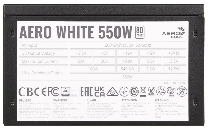 Блок питания AeroCool Aero White 550W