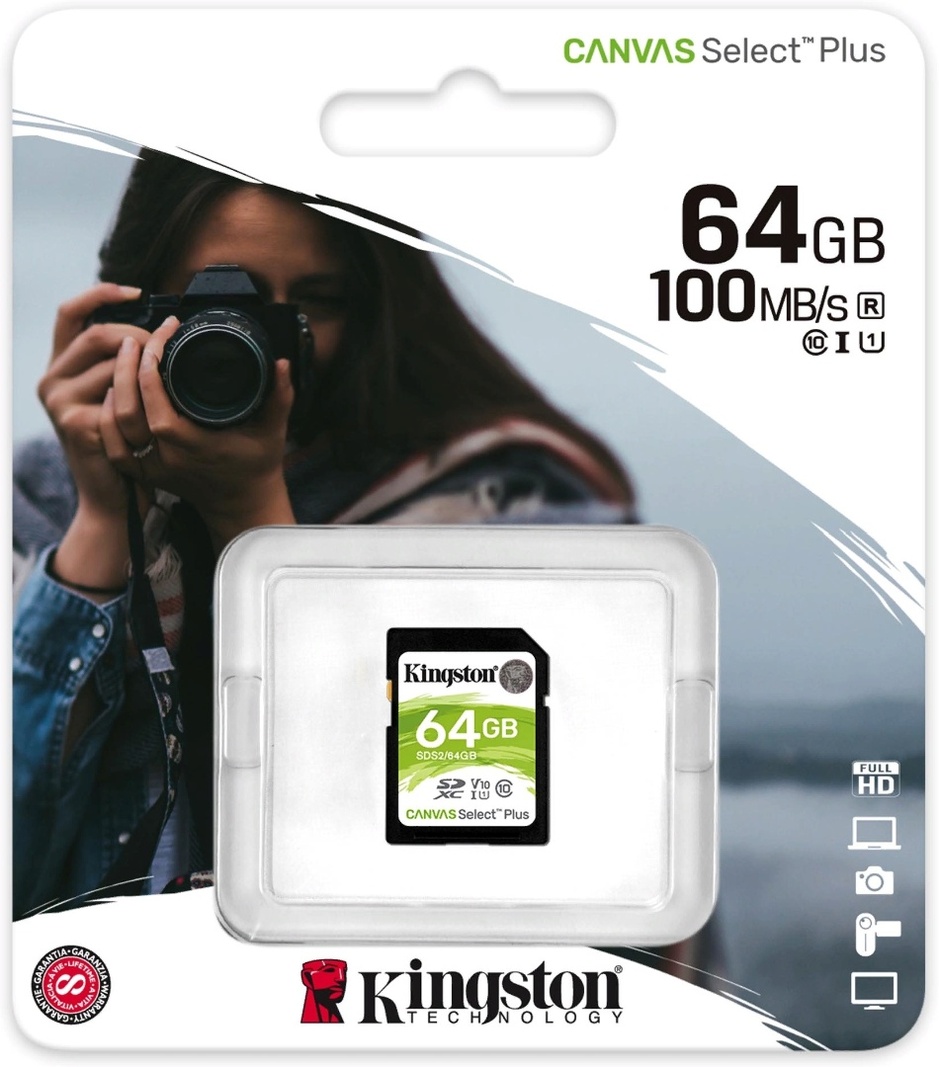 Карта памяти Kingston Canvas Select Plus SDS2 64GB