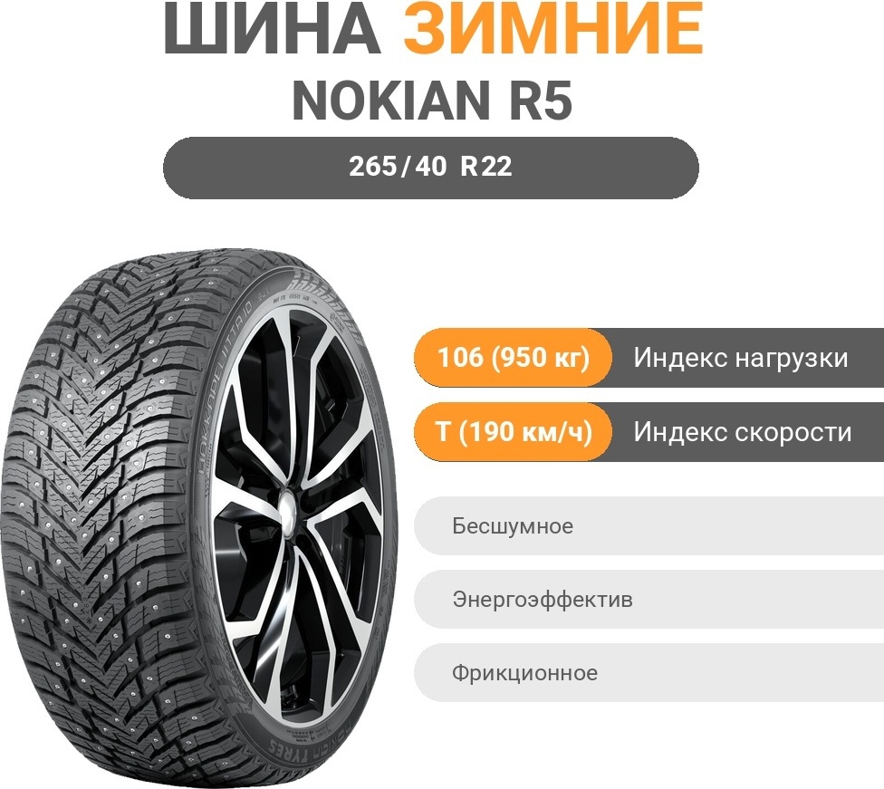 Nokian Hakkapeliitta R5 265/40 R22 106 T без шипов