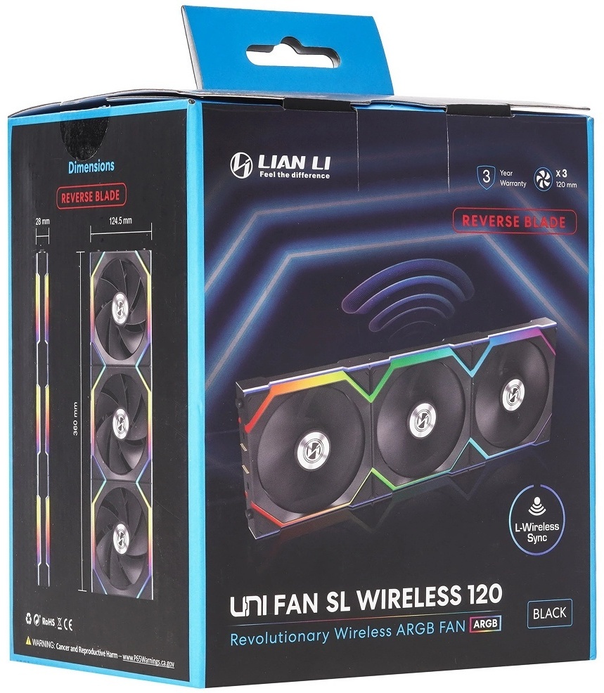Вентилятор LIAN LI UNI FAN SL Wireless 120 Reverse Blade ARGB Black G99.12RSL1W3B.00