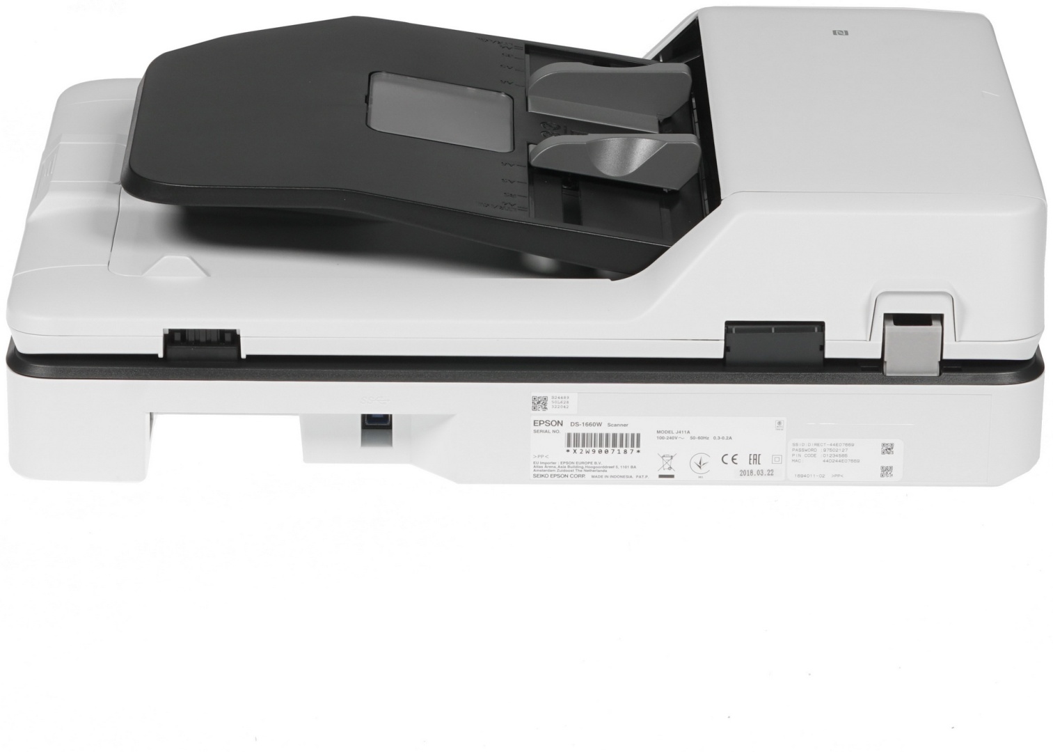 Сканер Epson WorkForce DS-1660W B11B244401 белый
