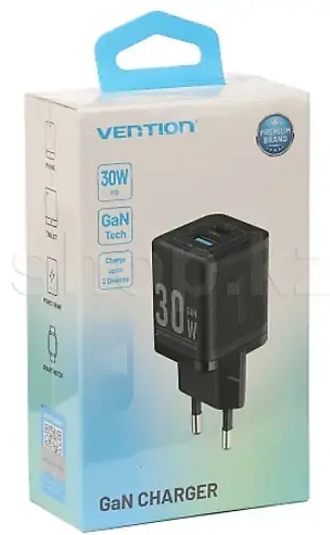 Зарядное устройство Vention FEQB0-EU USB Type-C, USB черное
