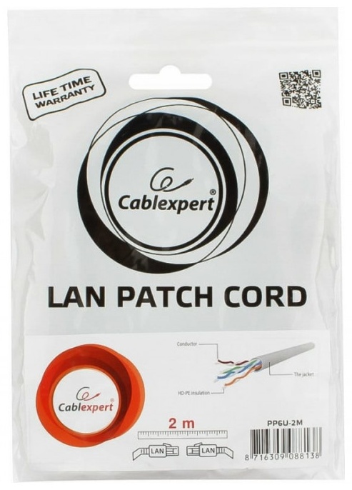 Кабель Cablexpert RJ-45 - RJ-45 2 м PP6U-2M