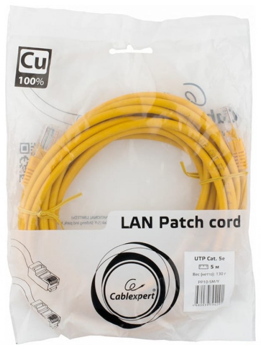 Кабель Cablexpert RJ-45 - RJ-45 5 м PP10-5M/Y