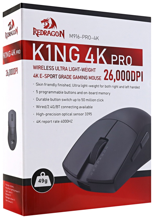 Мышь Redragon K1ng 4K Pro черный
