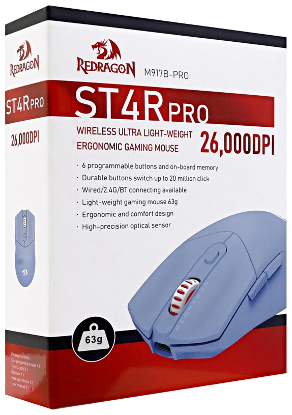 Мышь Redragon St4r Pro голубой