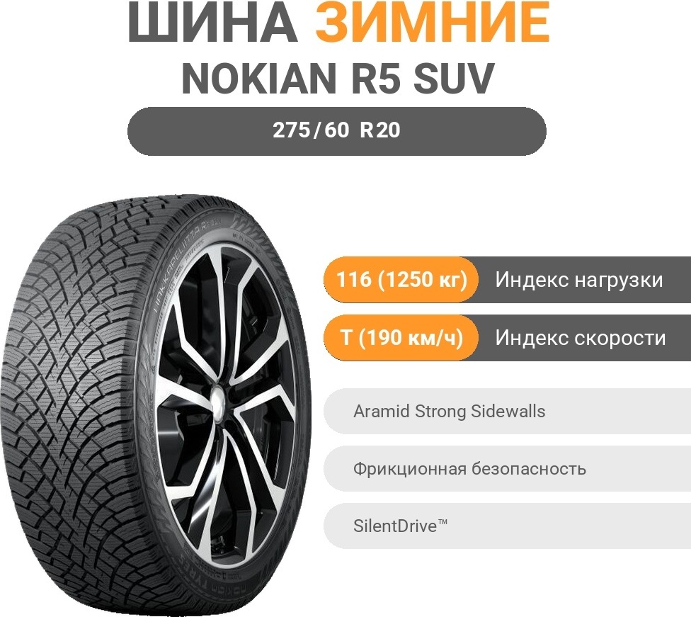 Nokian Hakkapeliitta R5 SUV Made in Finland 275/60 R20 116 T без шипов