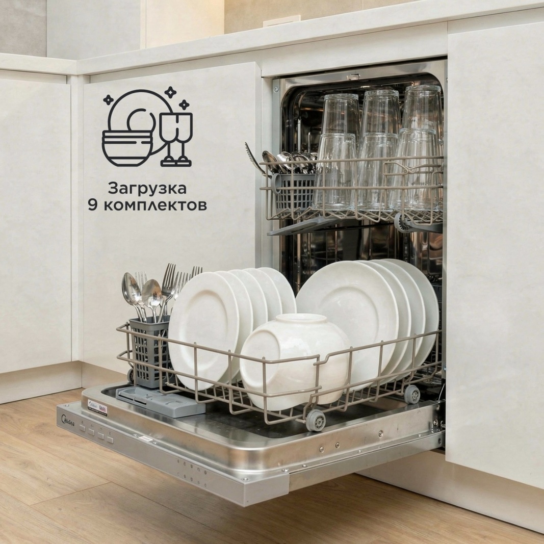 Посудомоечная машина Midea MID45S050-C серый, белый