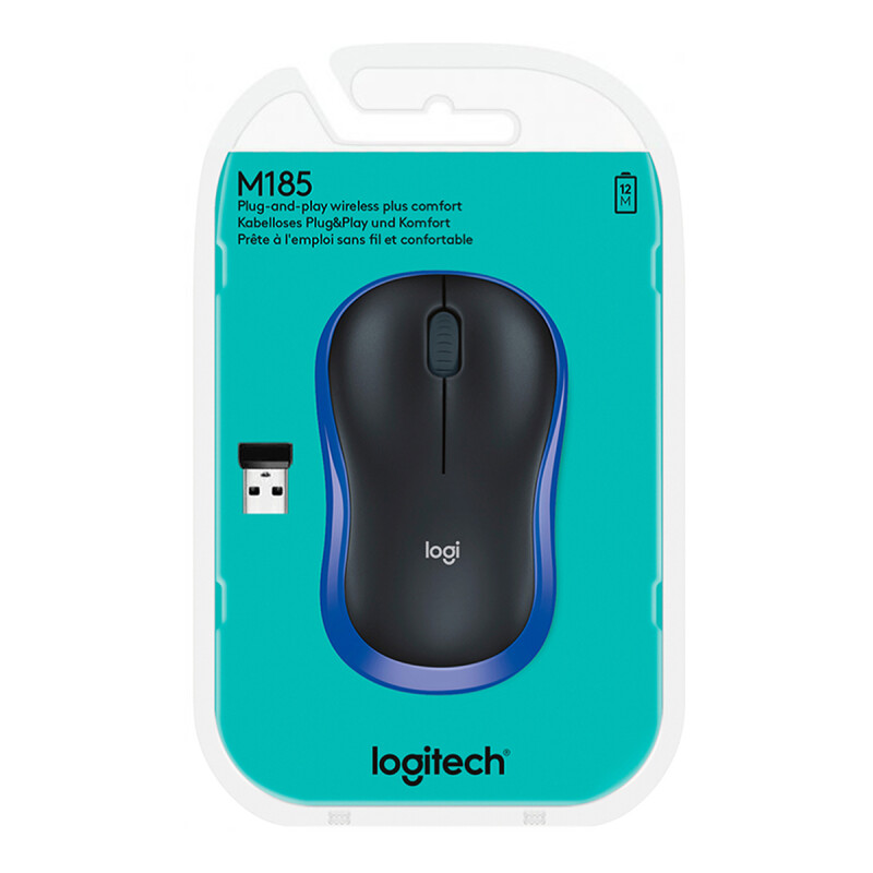 Мышь игровая Logitech M185 Blue, беспроводная