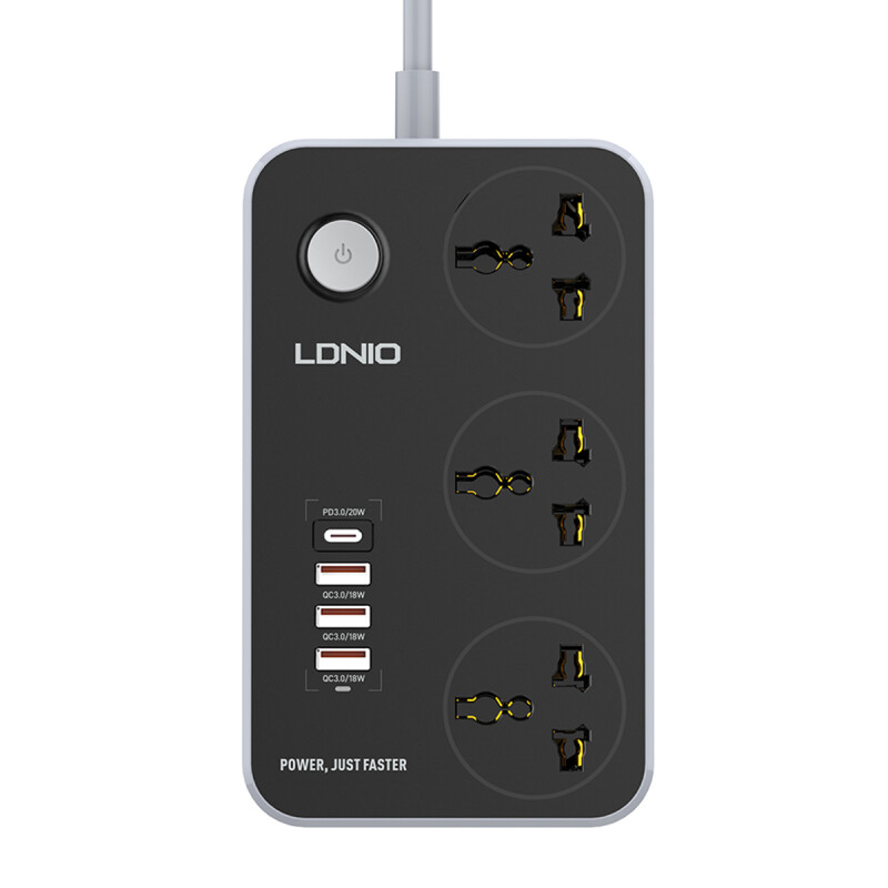 Сетевой фильтр Ldnio Universal SC3412 3 розетки 1xUSB Type-C, 3xUSB 2м