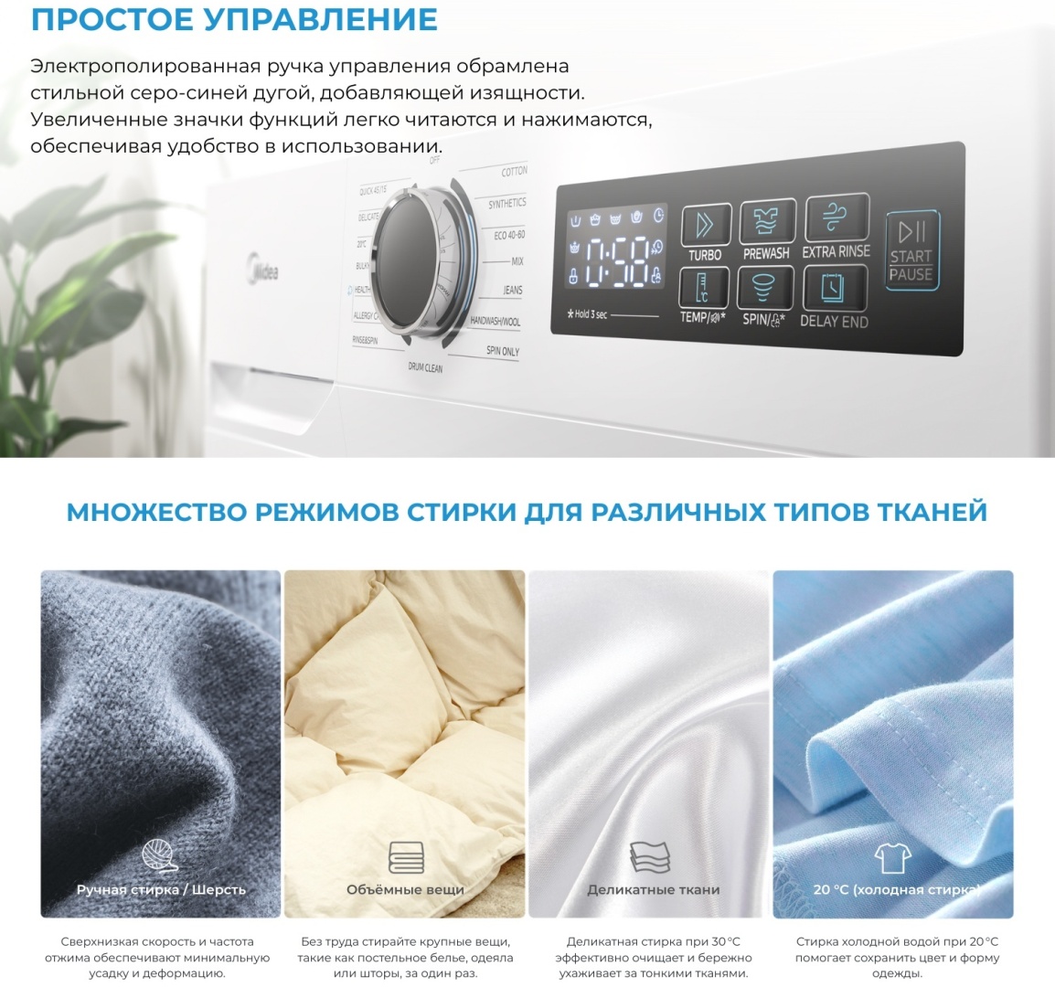 Стиральная машина Midea MF01814BS47/W белый