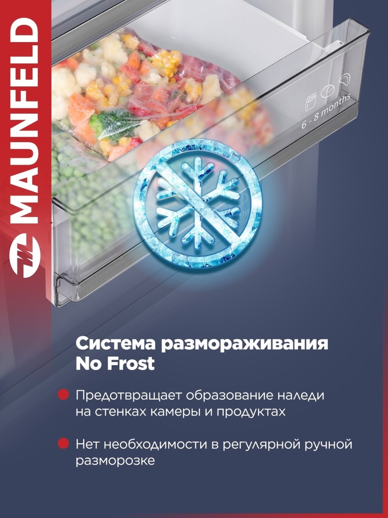 Холодильник MAUNFELD MBF177NFFWGR Inverter белый