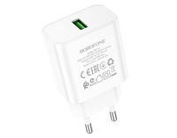 Зарядное устройство Borofone BA72A QC3.0 USB-A без кабеля, белое