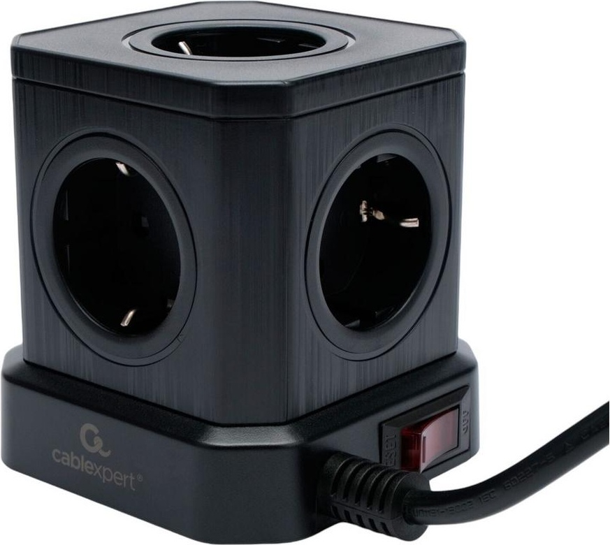 Сетевой фильтр Cablexpert TWR-5-U4-B-3, 3 м