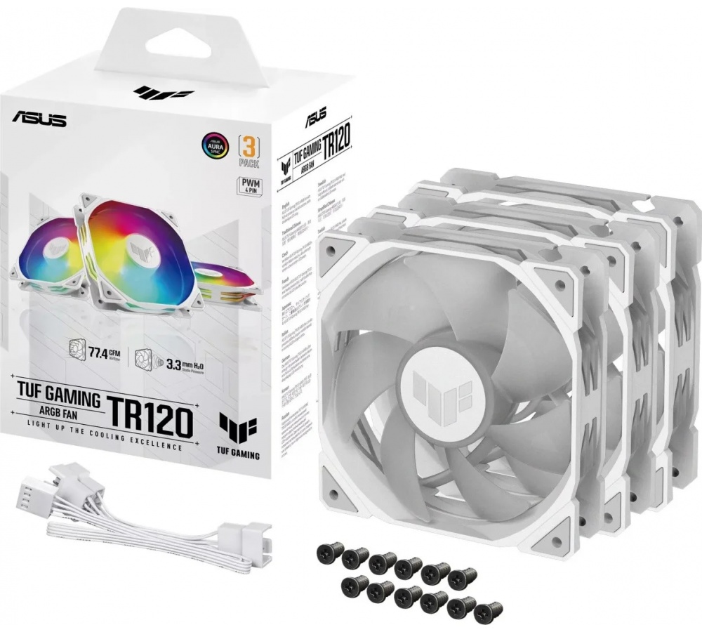 Вентилятор ASUS TUF GAMING TR120 FAN ARGB WHITE 3IN1 белый
