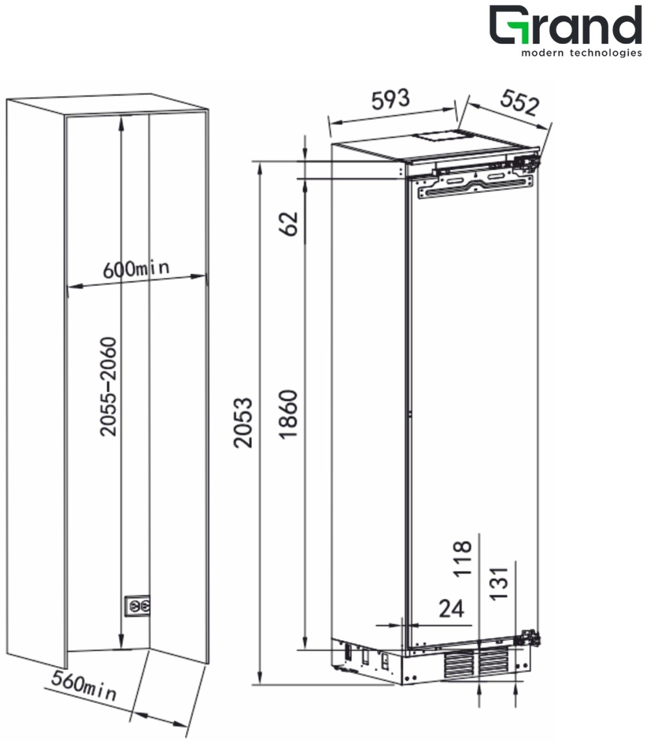 Морозильник GRAND GNTF-271NFMO 270 л белый