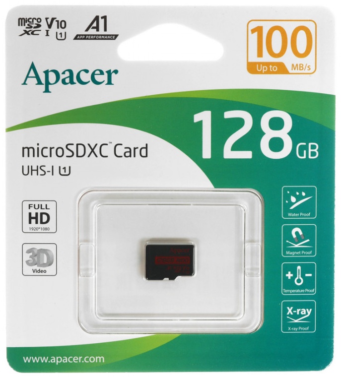 Карта памяти Apacer AP128GMCSX10UB-RA microSDXC 128 Гб