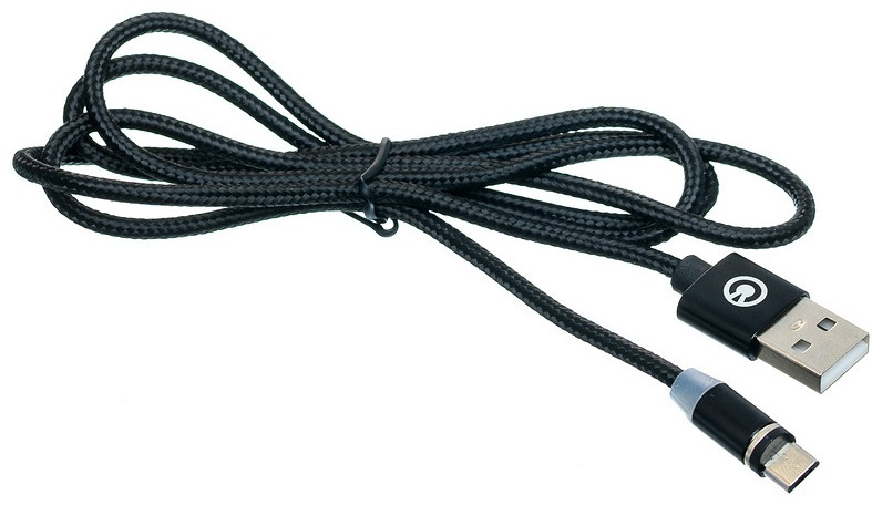 Кабель Акс Magneto КМЮ-011 USB microUSB магнитный коннектор 2.4А 1m БИ, черный