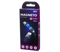 Кабель Акс Magneto КМЮ-011 USB microUSB магнитный коннектор 2.4А 1m БИ, черный