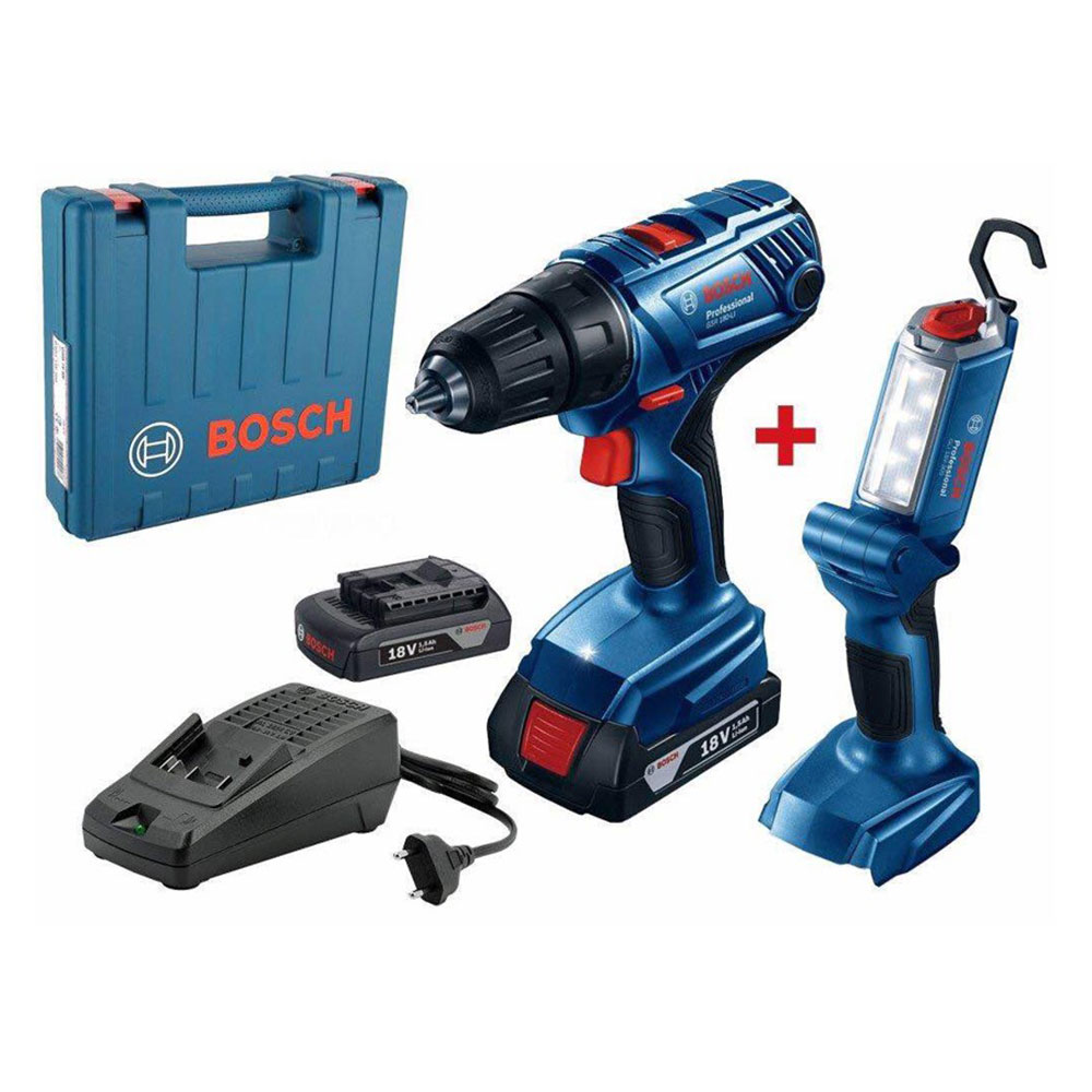 Аккумуляторная дрель-шуруповёрт Bosch GSR 180-LI + фонарь GLI 18V-300 Professional арт. 06019F8103