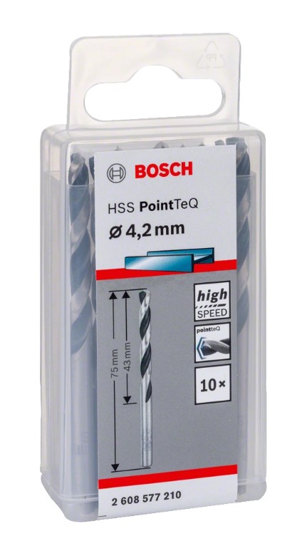 Сверло по металлу Bosch PointTeQ 4,2мм 2608577210, 10 шт.